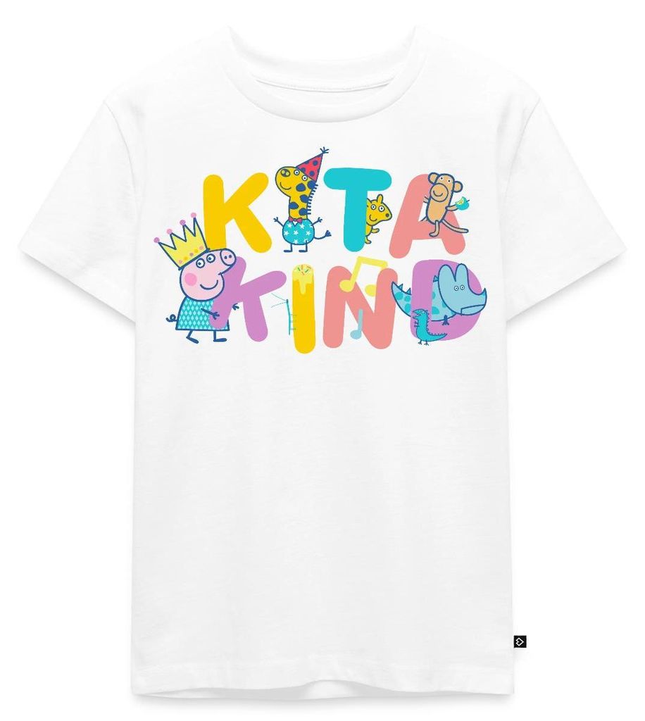 Spreadshirt Peppa Pig Kita Kind Design Kinder Premium T-Shirt, 110/116 (4 Jahre), Weiß