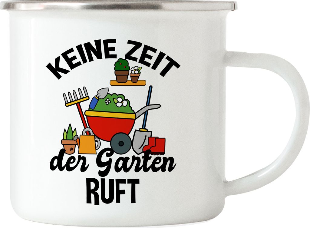 Keine Zeit Der Garten Ruft Emaille Tasse Hobby-Gärtner Pflanzen Garten Blumen Geschenkidee Pflanzen-Fans