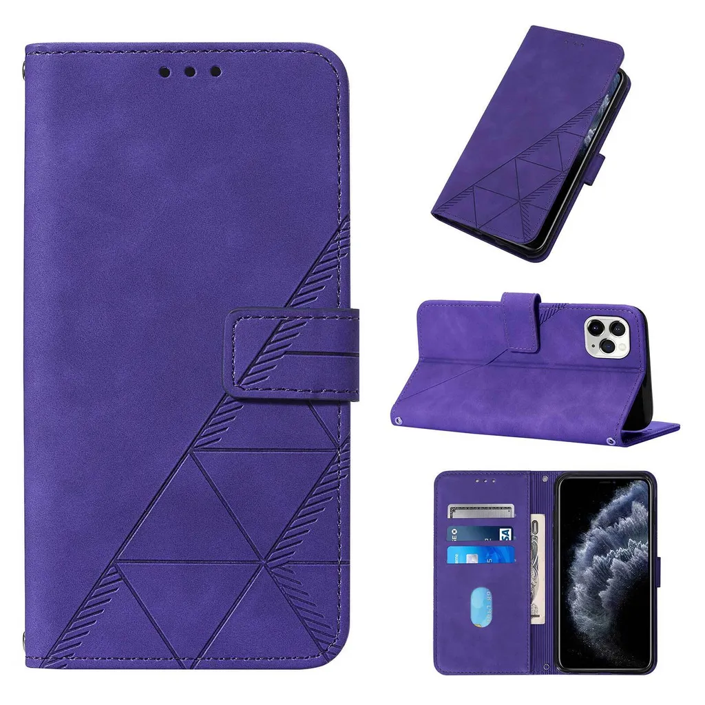 Cover iPhone 11 Pro a Libro Viola - Pelle Goffrata e Porta Carte - 2