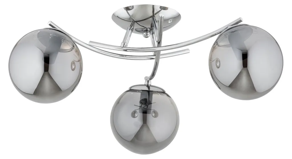 Plafonnier 3 lumières SAVI finition chrome et verre teinté 57 cm