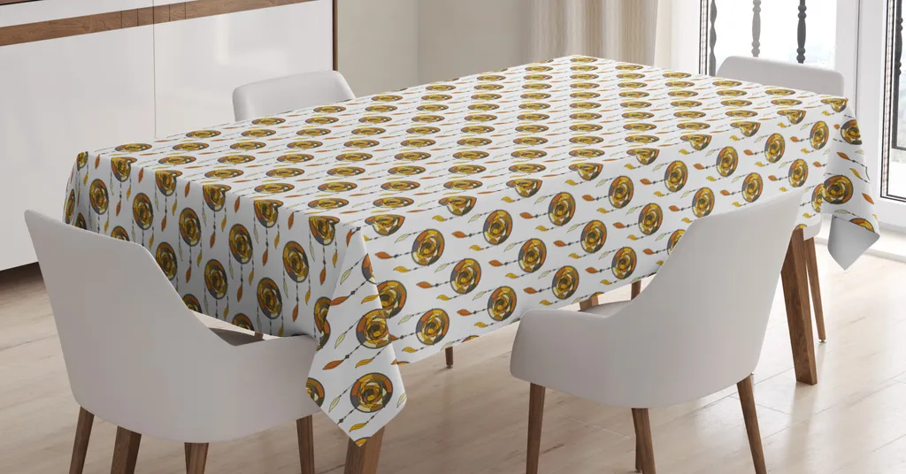 ABAKUHAUS Tovaglia Boho, design astratto acchiappasogni, stampa con colori vivaci che non sbiadiscono, lavabile per uso interno o esterno, 140 x 200 cm, multicolore