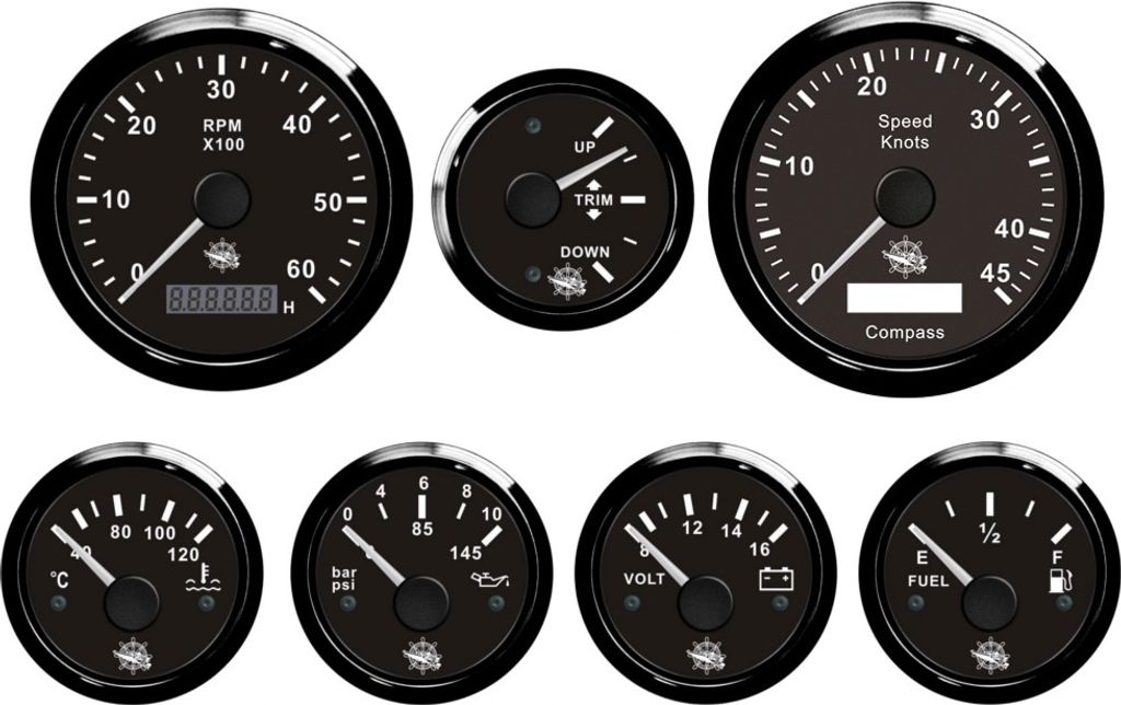 Instrumentensatz schwarz/schwarz Mercruiser/Volvo