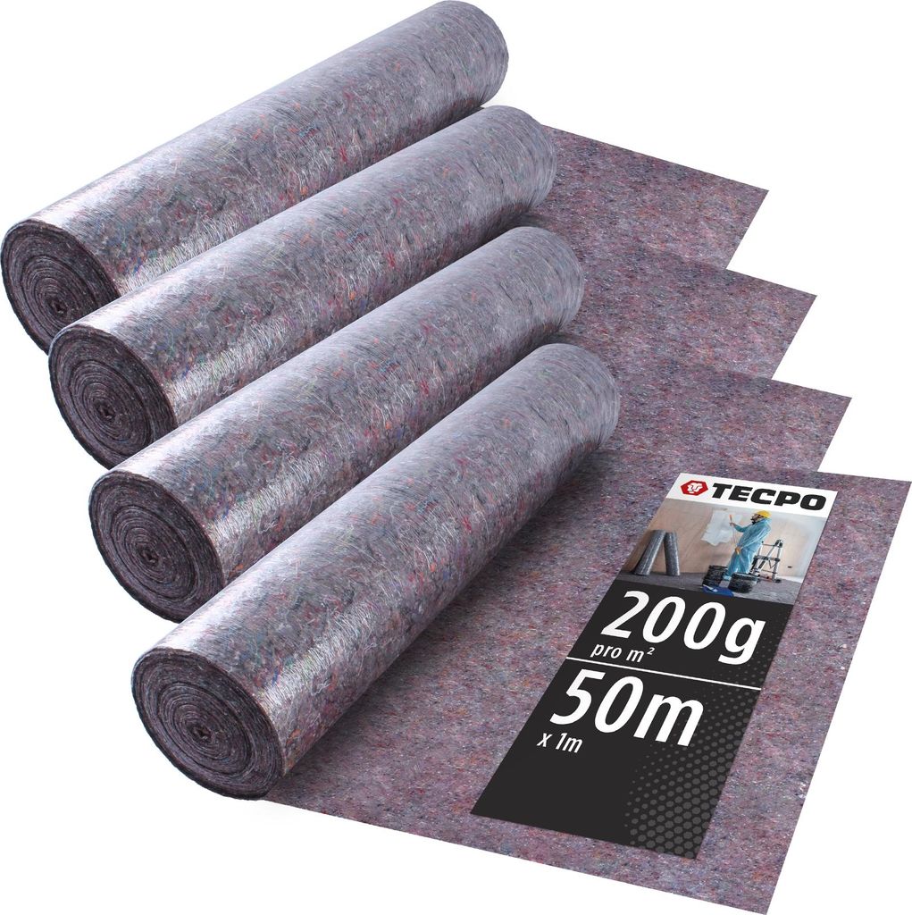 TECPO 4x Malervlies Abdeckvlies 50x1m rutsch- und wasserfest 200g/m²
