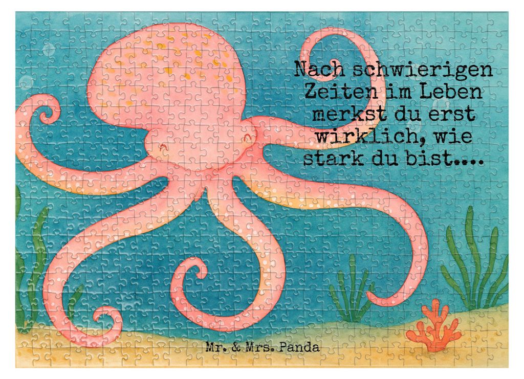 Mr. & Mrs. Panda Puzzle Tintenfisch Design 551 Teile - Weiß - Geschenk, 2000, Krake, Ozean, 1500, Meer, Wasser, 500, Lustige Sprüche, 300, 1000, ...