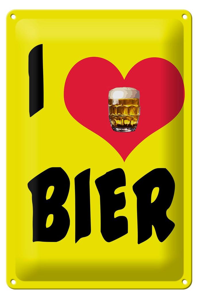 Blechschild  I Love Bier, 30 x 20 cm, Blechschilder Spruch Produktbild 