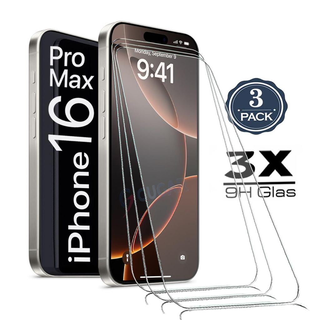 3X Für iPhone 16 Pro Max ( 6.9" ) - Panzerglas Glasfolie Produktbild 
