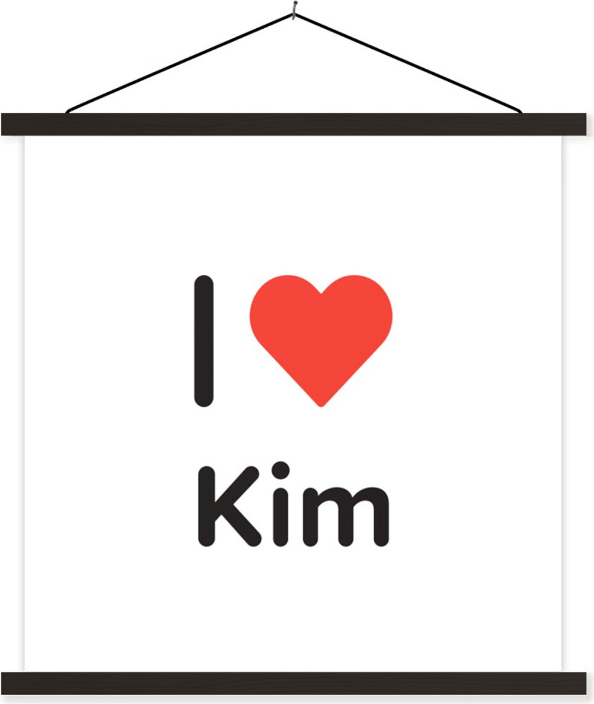 MuchoWow Textilposter Ich liebe - Kim - Mädchen 60x60 cm mit schwarzem Rahmen - Posteraufhänger