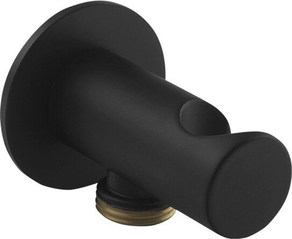 Sapho Brausehalter rund, fest, mit Schlauchanschluss, schwarz matt