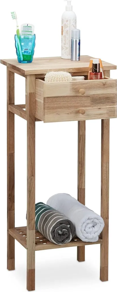 Table de téléphone en noyer avec 2 niveaux de rangement et 1 tiroir