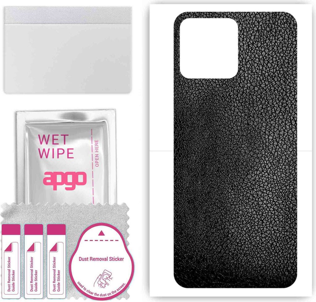 apgo Rückseite Schutzfolie, Skin, kompatibel mit Honor X8, Hinten Displayschutzfolie aus Vinylfolie, kratzfest, einfache Montage - Schwarzes Leder
