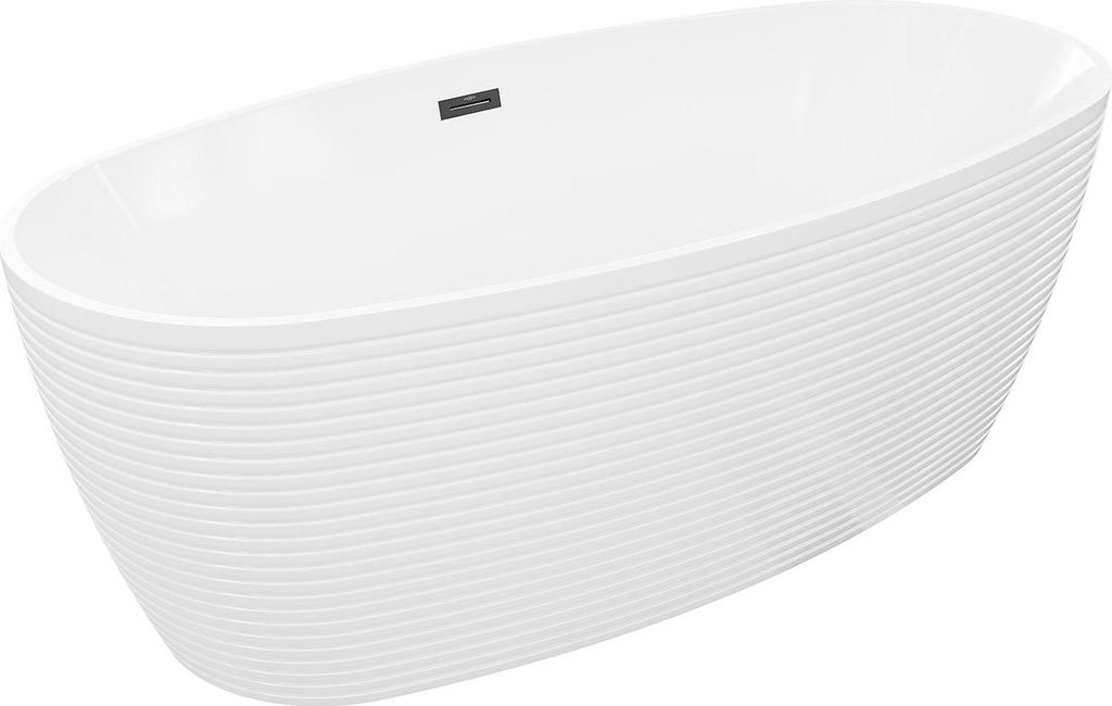 Mexen Lira freistehende Badewanne Modell 170 x 80 cm, weiß, schwarzer Überlauf - 52831708000-70