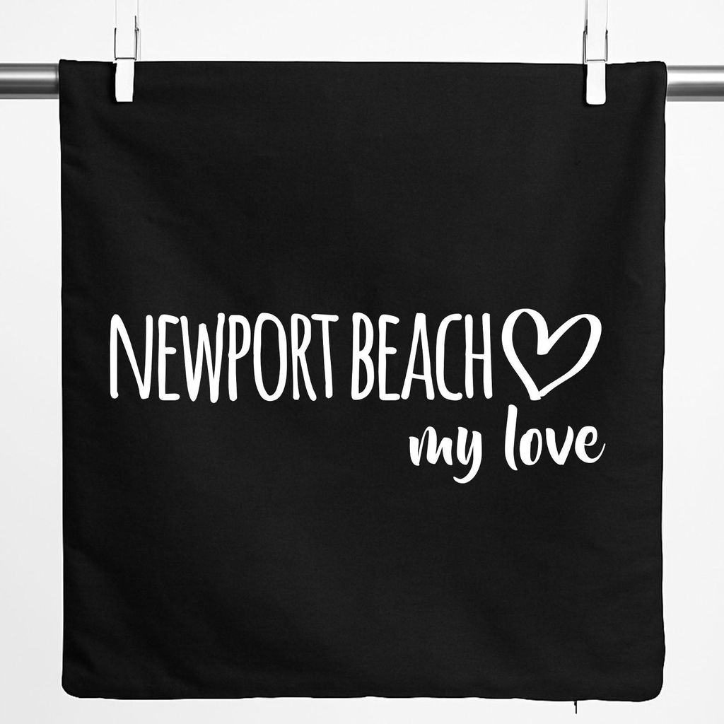 Huuraa Kissenbezug Newport Beach my love 40x40cm Black Baumwolle Dekokissenbezug Geschenkidee
