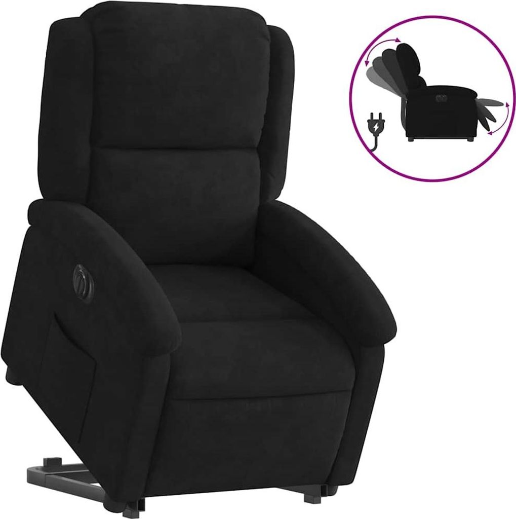 vidaXL Relaxsessel mit Aufstehhilfe Elektrisch Schwarz Samt Produktbild 