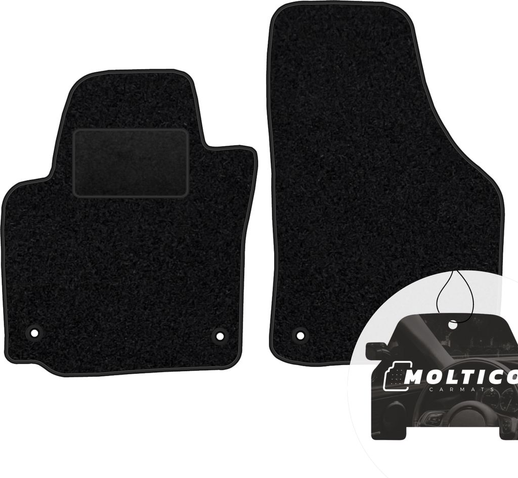 moto-MOLTICO Vorne Fußmatten Auto Velours Autoteppiche Schwarz Automatten Set 2-teilig passend für Skoda Yeti ab 2009