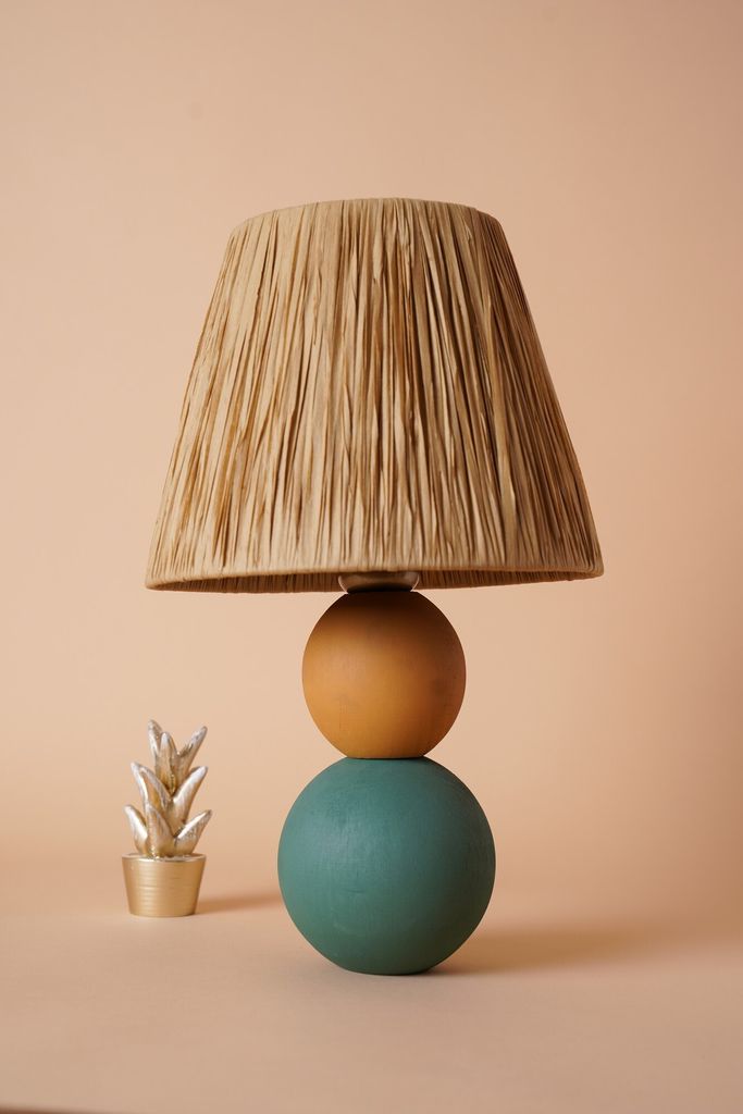 Opviq, YL489,Tischlampe, Mehrfarbig, HOLZKÖRPER, 20 x 20 x 35 cm