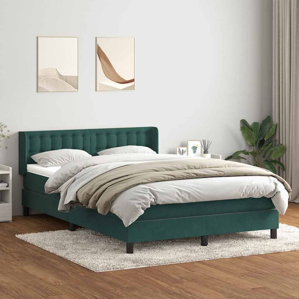 Möbel Boxspringbett mit Matratze Dunkelgrün 160x220 cm Samt - Klassische Betten 3318498