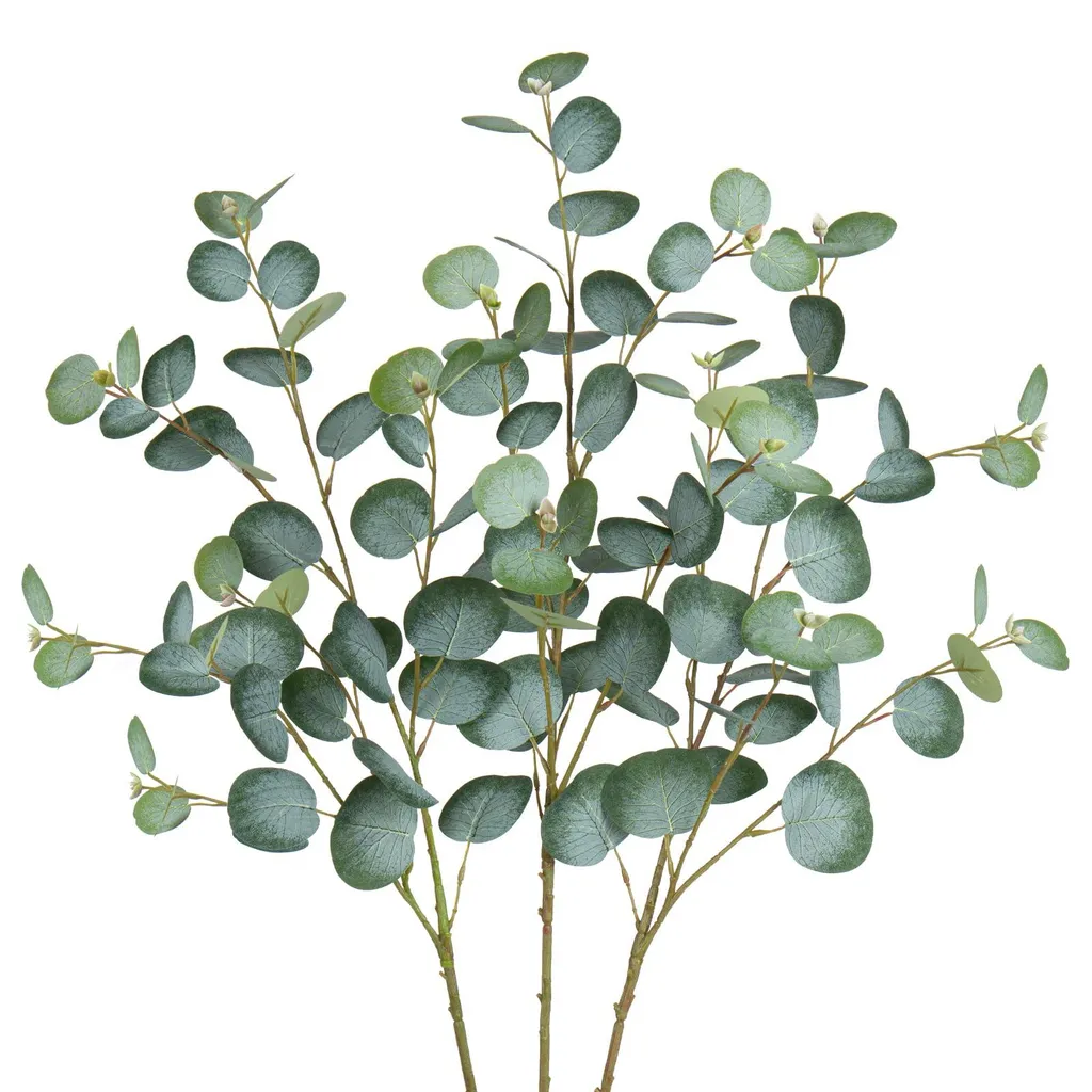 Lot de 3 branches d'eucalyptus artificielles 81 cm aspect vert mat