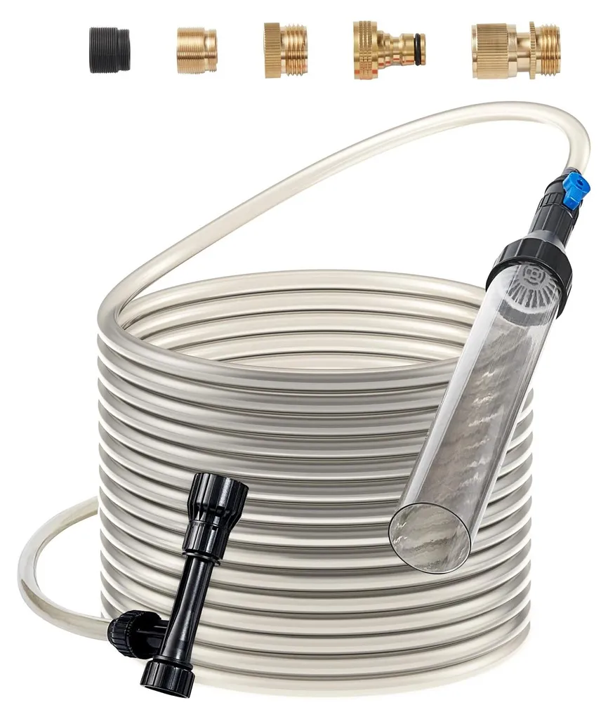 Aspirateur aquarium tuyau 9m et 3 adaptateurs laiton haute résistance