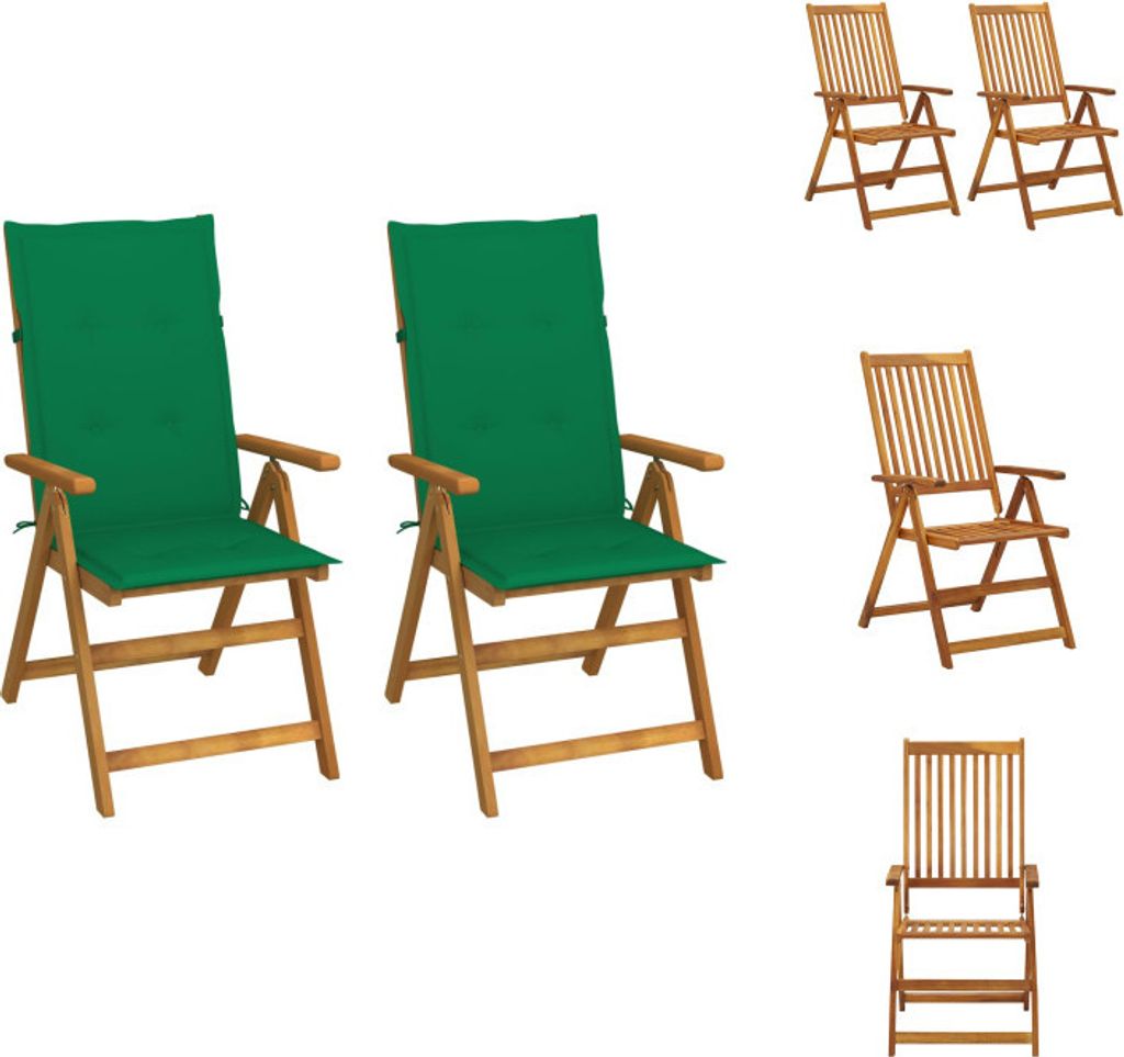 vidaXL Garten-Liegestühle 2 Stk. mit Kissen Akazie Massivholz - Gartenstühle