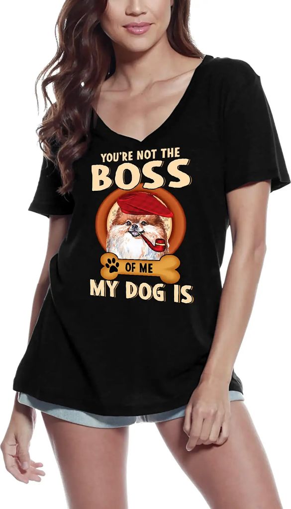 Damen Grafik T-Shirt V-Ausschnitt Mein Hund ist ein Pommerscher Hundeliebhaber – My Dog Is Pomeranian Dog Lover – Öko-Verantwortlich Vintage J...