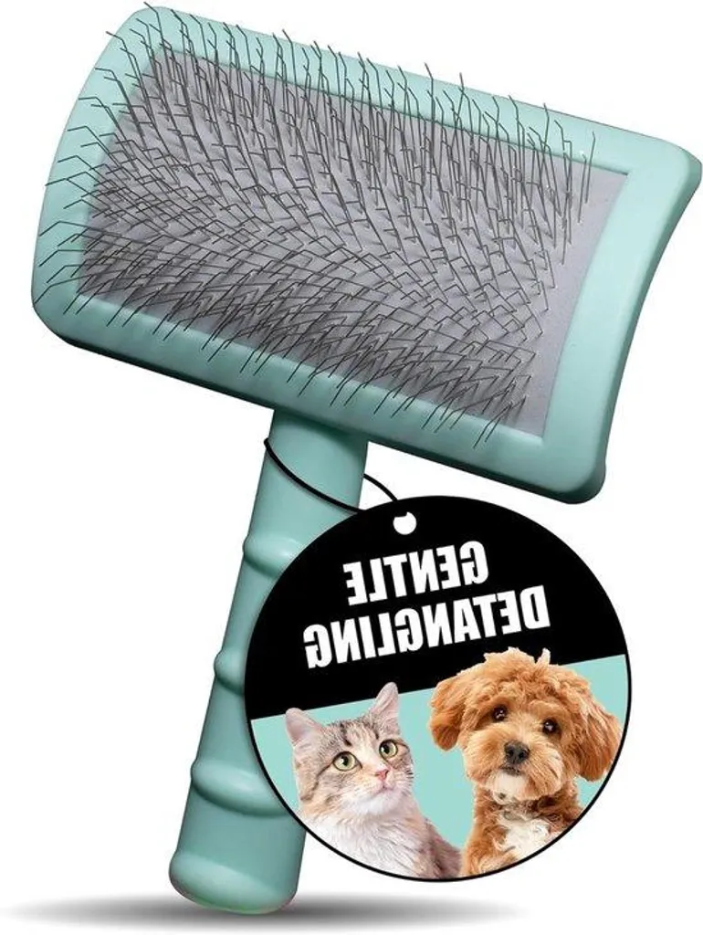 Brosse de toilettage pour chat et chien à poils longs - Modèle Menthe