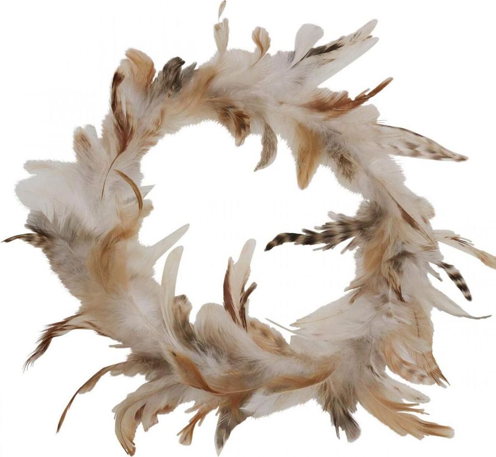 Natur Federkranz Deko Ø20cm – Fensterdeko Vogelfedern in Braun, Creme, Schwarz 3er-Set