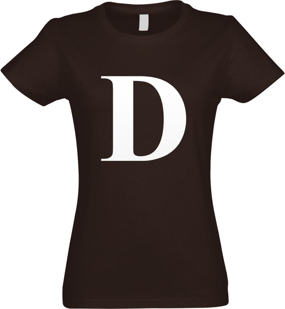 Kiwistar - T-Shirt tailliert - Damen - Chocolate - Buchstabe D - Alphabet - mit Motiv Bedruckt - Funshirt Design - Sport - Freizeit - Damen - L