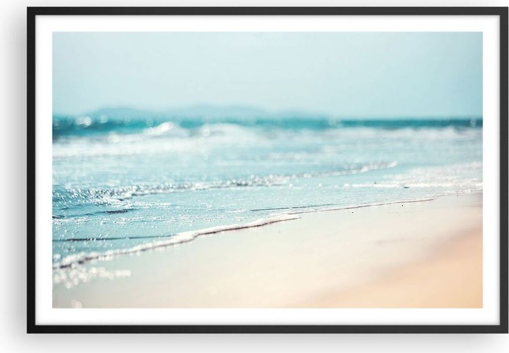 Gerahmtes Poster - Schwarzer Rahmen - Kante Welle Wasser - 91,5x61 cm - Wand Bild - Wanddeko - Wandbilder - Kunstposter - Wandposter - Bilderrahmen...