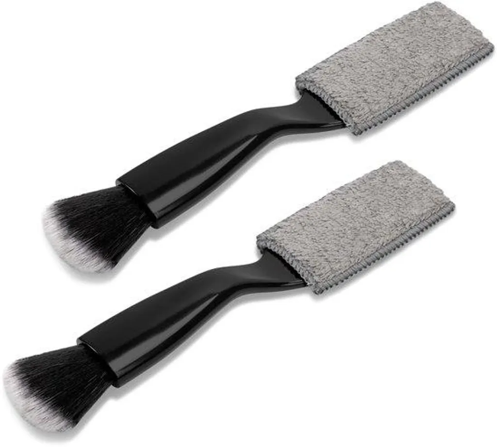 Brosse voiture 2-en-1 noire avec poils doux et tête de précision