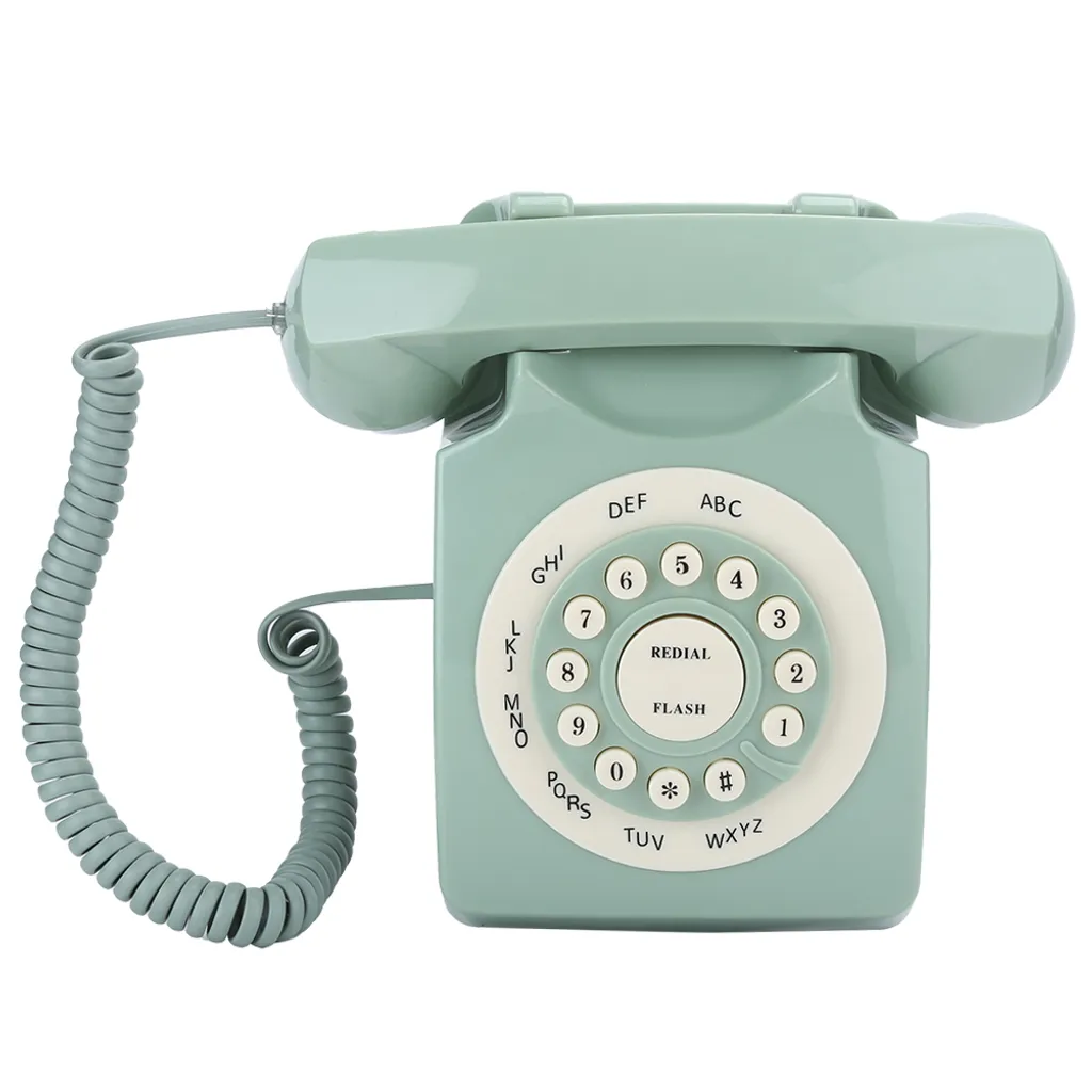 Téléphone fixe déco rétro vert idéal pour salon ou bureau de style - 3