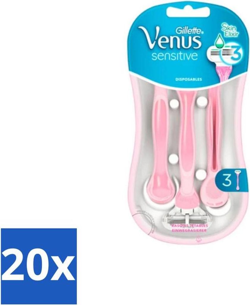 Gillette Venus Sensitive Einwegrasierer - 3 Klingen - Vorteilspack - 20 Stücke