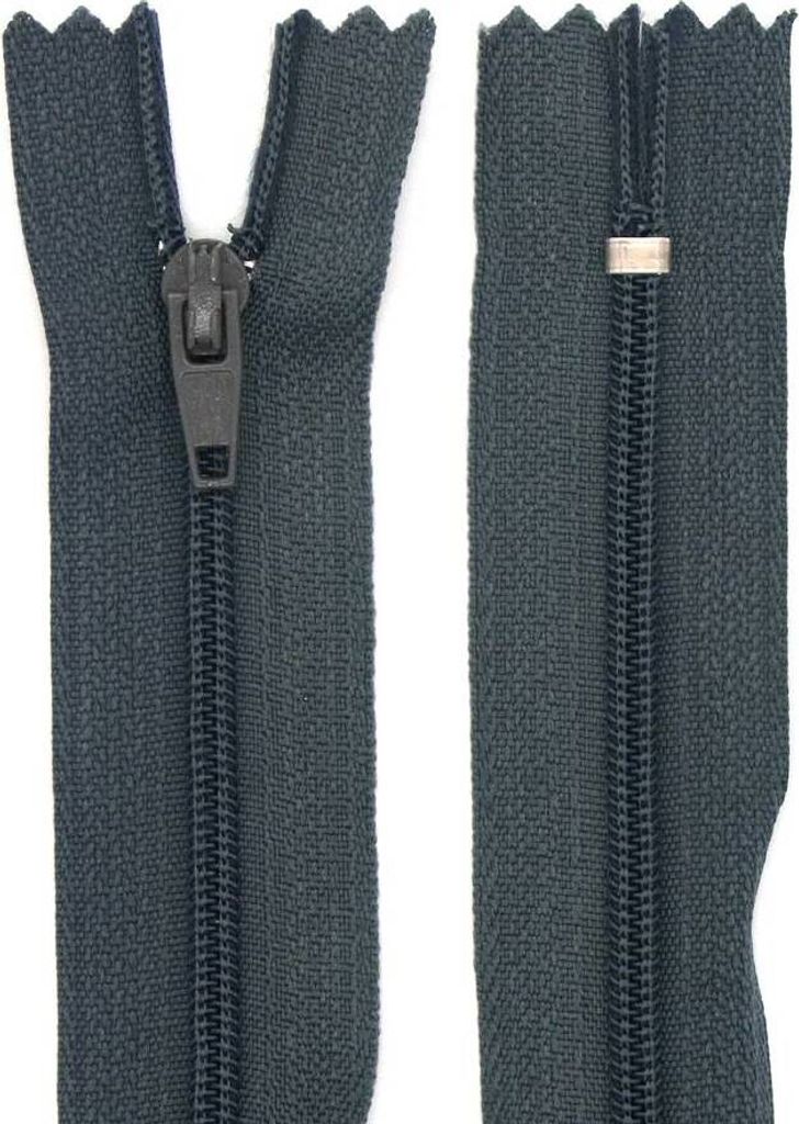 Reißverschluss 2 mm Nylon nicht teilbar 12 cm Dunkelgrau