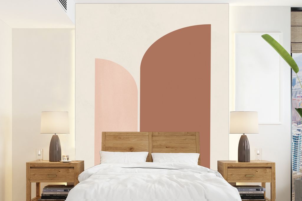 MuchoWow Fototapete für Wohnzimmer oder Schlafzimmer Wandtapete Vinyl Motivtapete Braun - Kunst - Abstrakt - Muster - 165x220 cm - Wanddekorationen