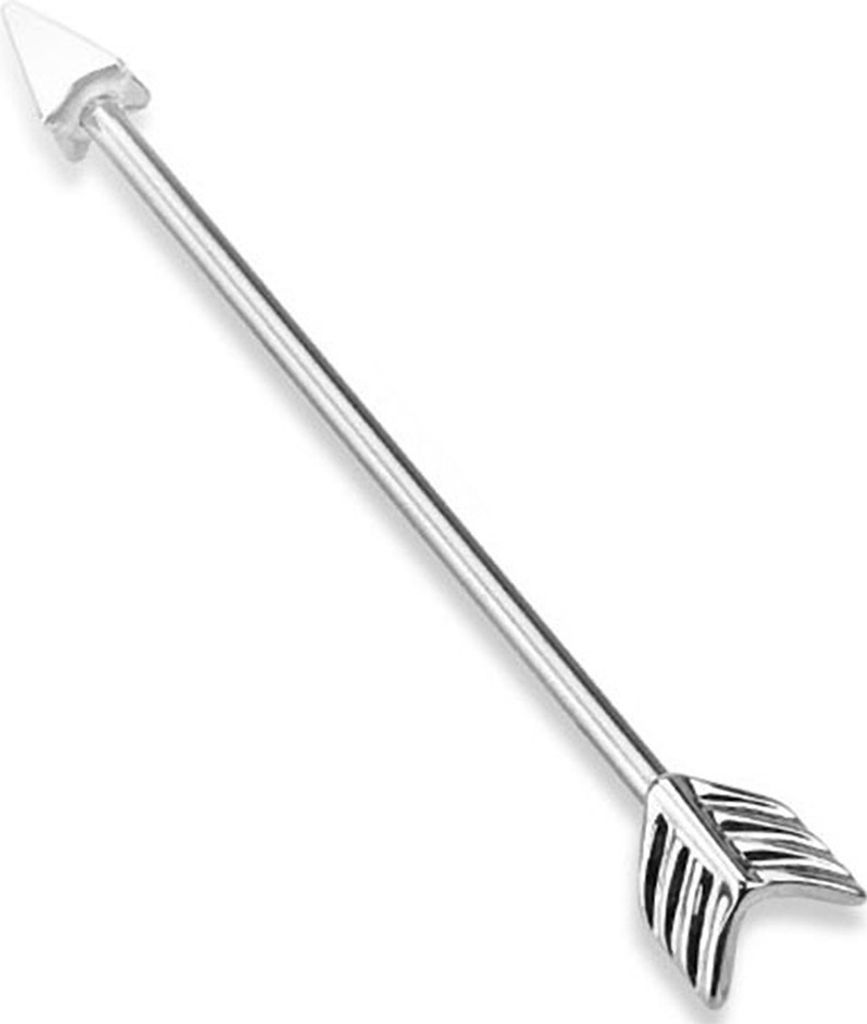 Autiga Industrial Stab Piercing Ohr Stecker Straight Barbell Hantel Pfeil Arrow silber 38 mm