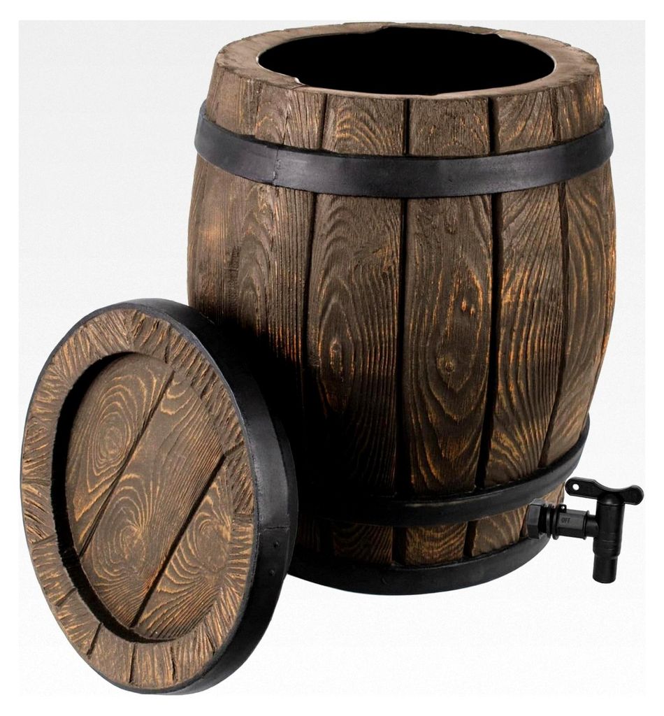 Regentonne Eichenfass, Regenfass 50l, Holz-Design, auch in 240l, 120l und 450l erhältlich