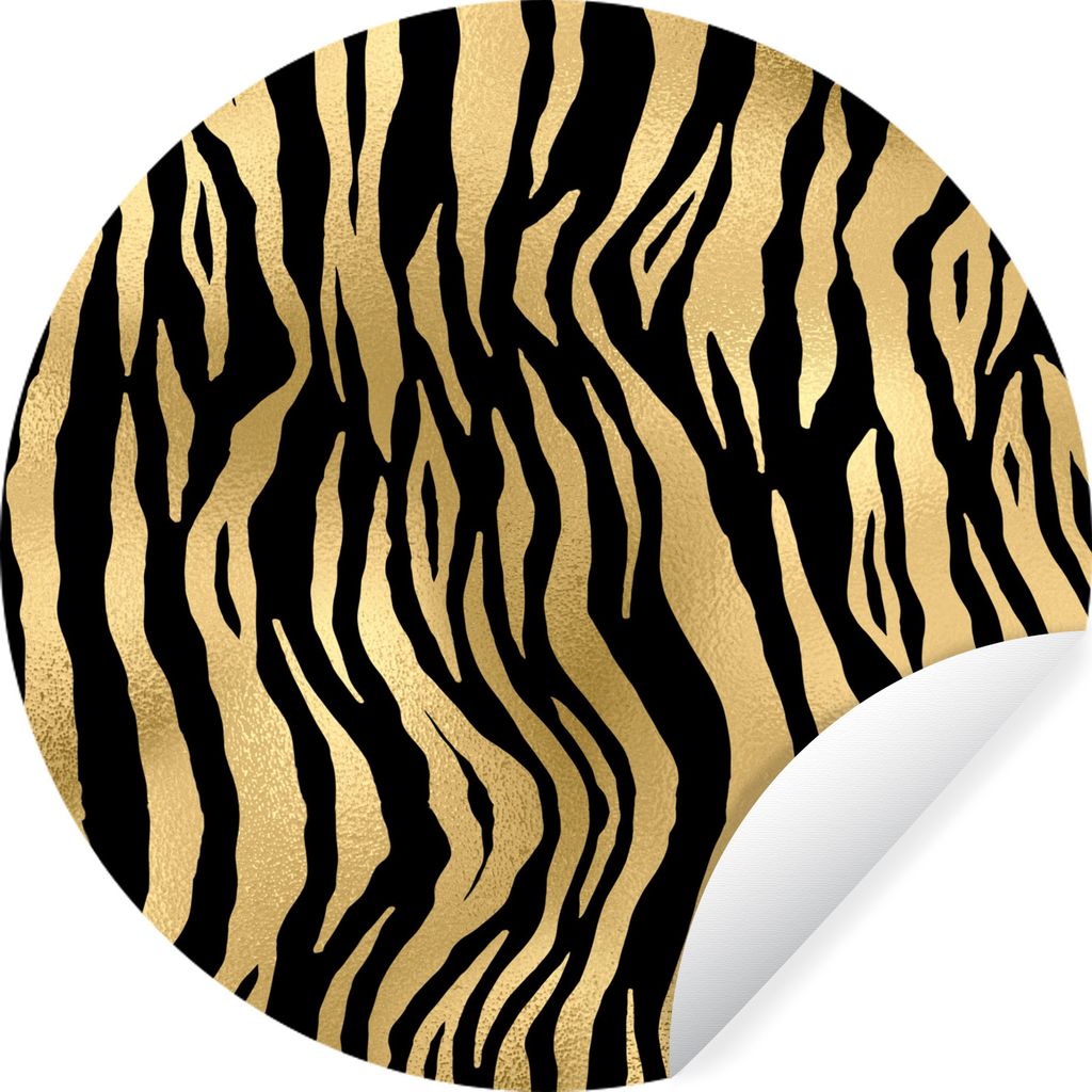 MuchoWow Runde Wandtattoo - Wandsticker Tapete Aufkleber Muster - Zebra - Gold Ø 80 cm Selbstklebend und Repositionierbar - Wandaufkleber - Krei...