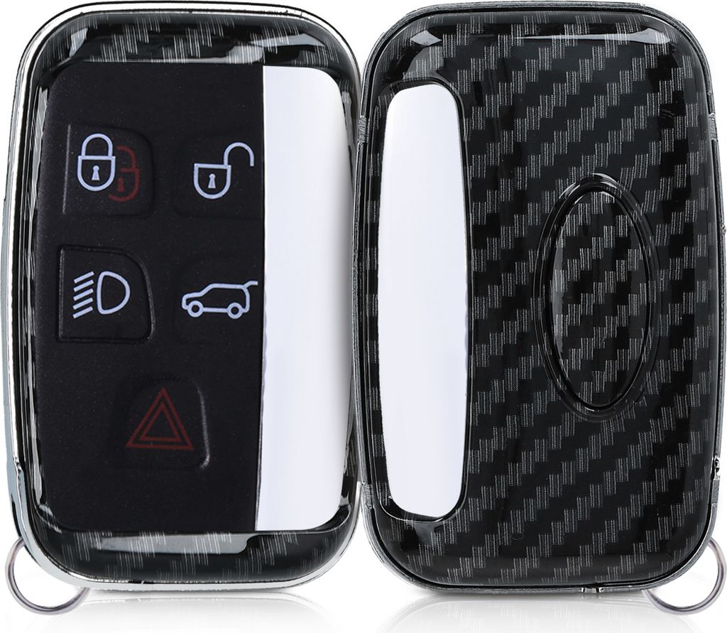 kwmobile Autoschlüssel Hülle kompatibel mit Land Rover Jaguar 5-Tasten Funk Autoschlüssel - Hardcover Schutzhülle Schlüsselhülle Cover Carbon...