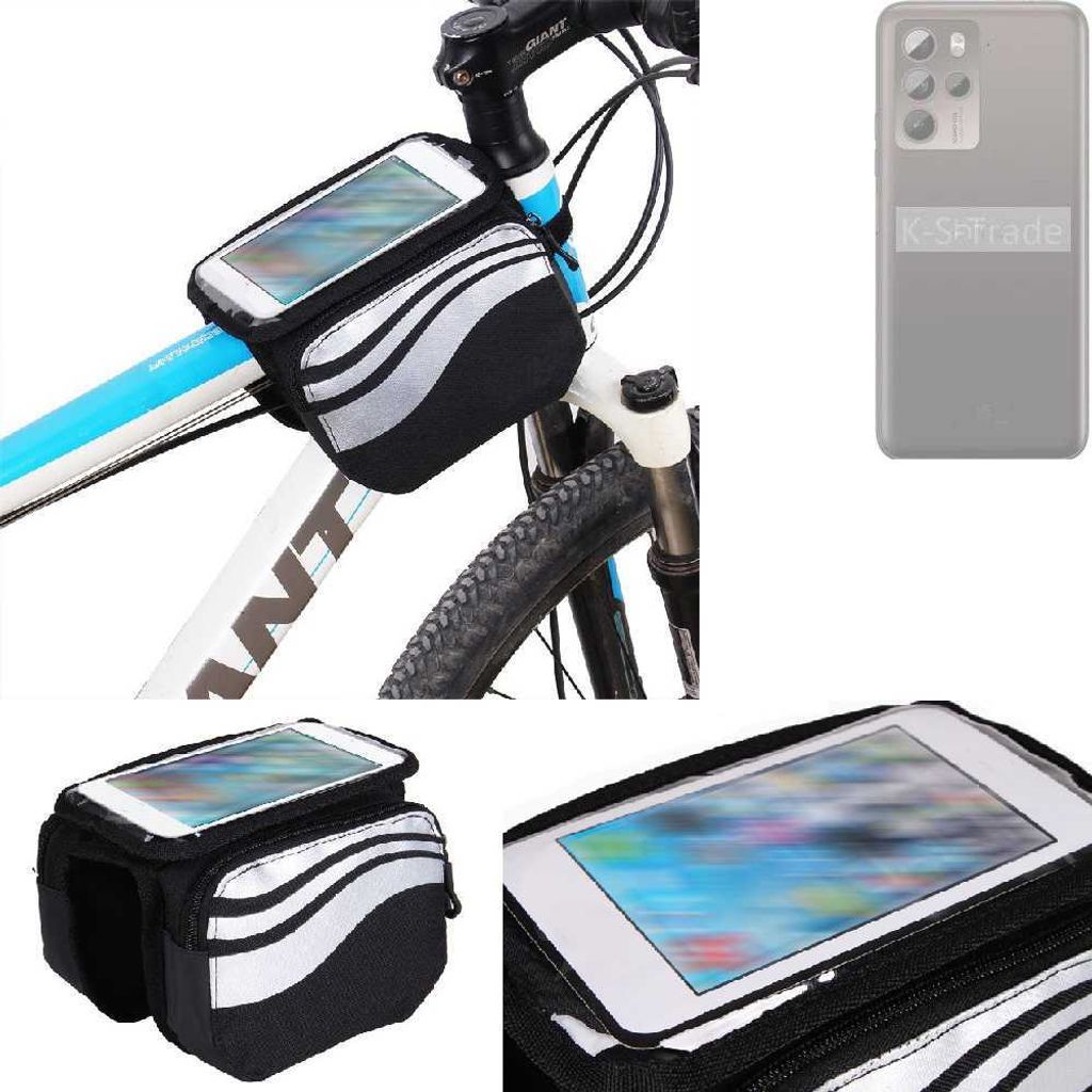 K-S-Trade Rahmentasche Fahrrad-Halterung kompatibel mit HTC U23 Pro Rahmenhalterung Fahrrad Handyhalterung Fahrradtasche Handy Smartphone Halterung