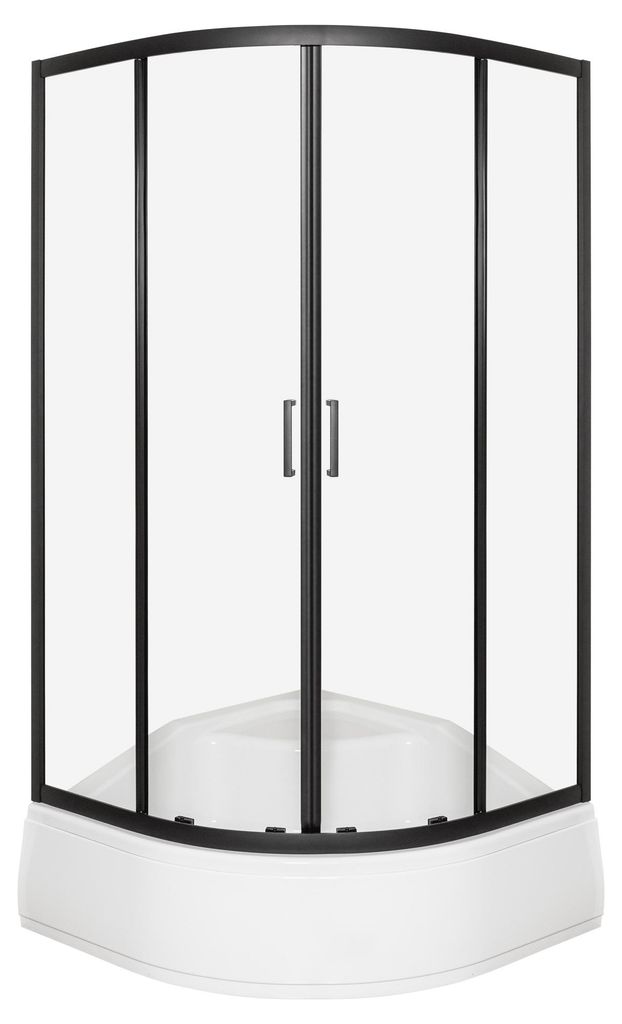Kerra Duschkabine Aruba GL 80 mit tiefer Duschwanne (niedrige Front) – 80 × 80 cm, schwarze Profile