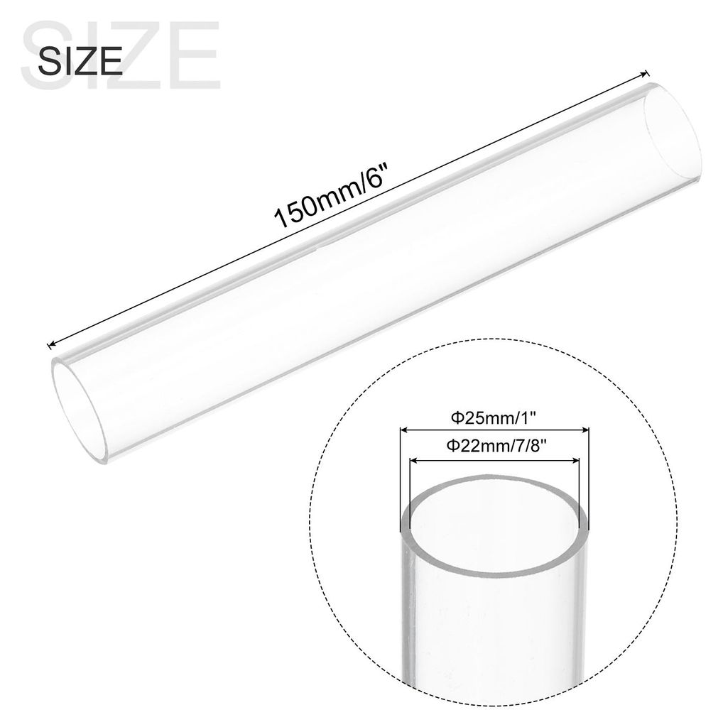 150mm L?nge PC Transparent Rohr, 22mm x 25mm Rund Kunststoffrohr fš¹r Garten, Aquarium, Wasserleitung