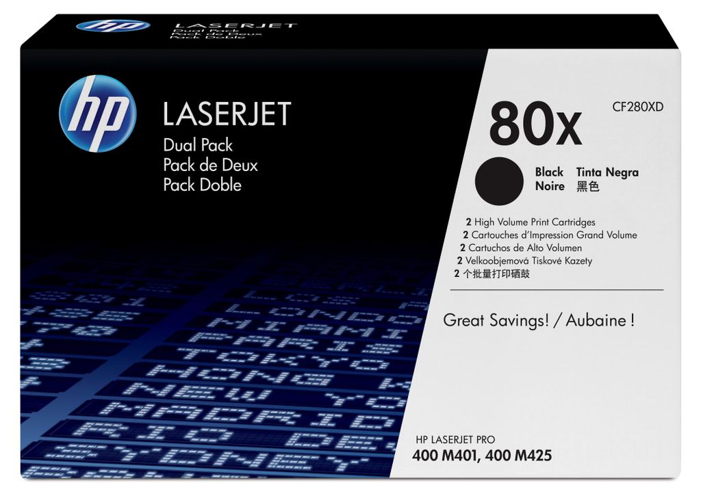 HP 80X 2er-Pack Schwarz Original LaserJet Tonerkartuschen Produktbild 