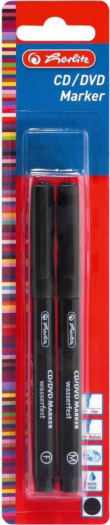 herlitz CD/DVD Marker - permanent - schwarz - 2 Stück