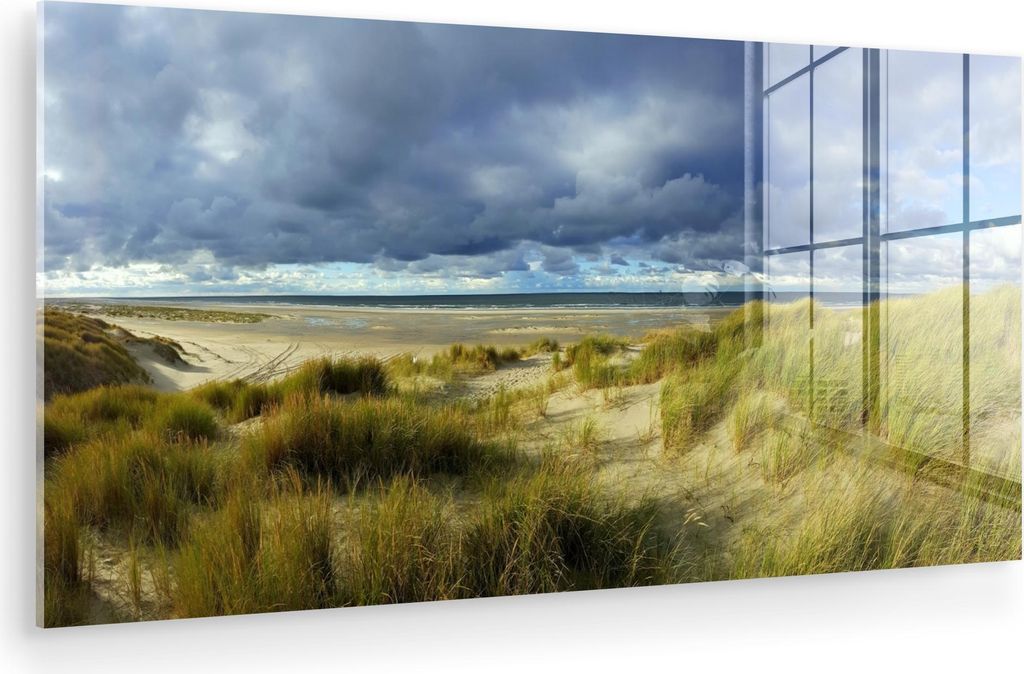 MuchoWow Glasbilder - Bilder auf Wandbild - Foto auf Glas Nordsee - Vlieland - Dünen 40x20 cm Wanddekoration aus Glas - Acrylglasbild - Acrylbilde...