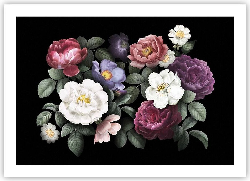 Poster - Poster ohne Rahmen - Blumen Blumenstrauß Komposition - 70x50 cm - Wand Bild - Wanddeko - Wandbilder - Kunstposter - Wandposter - Bilder -...