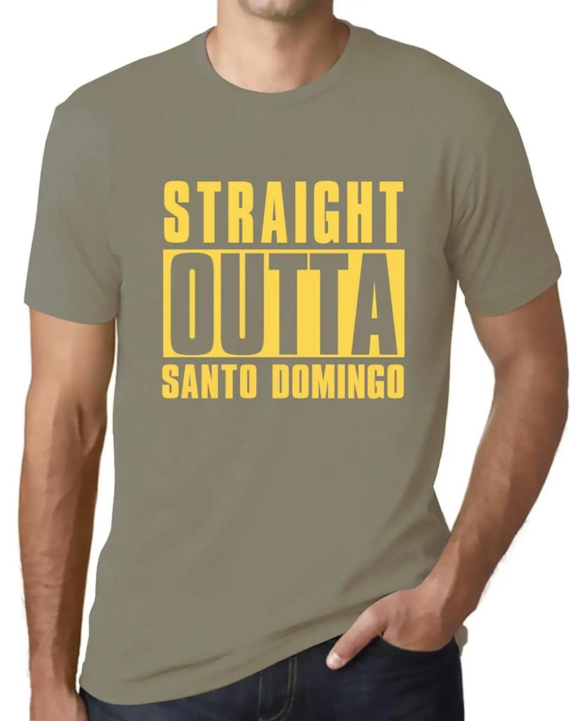 Herren Grafik T-Shirt Straight Outta Santo Domingo Öko-Verantwortlich Vintage Jahrgang Kurzarm Lustige Druck Geburtstag Geschenk Mann