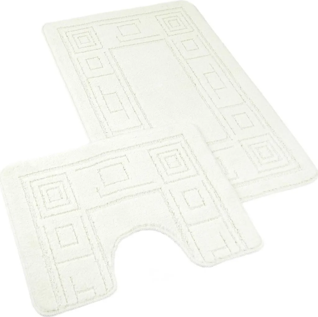 Tapis de salle de bain et de toilette crème doux en coton 50x80 cm