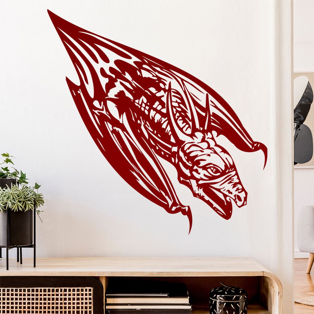 Drachen Flug Wandtattoo in 6 Größen - Wandaufkleber Wall Sticker - Dekoration, Küche, Wohnzimmer, Schlafzimmer, Badezimmer
