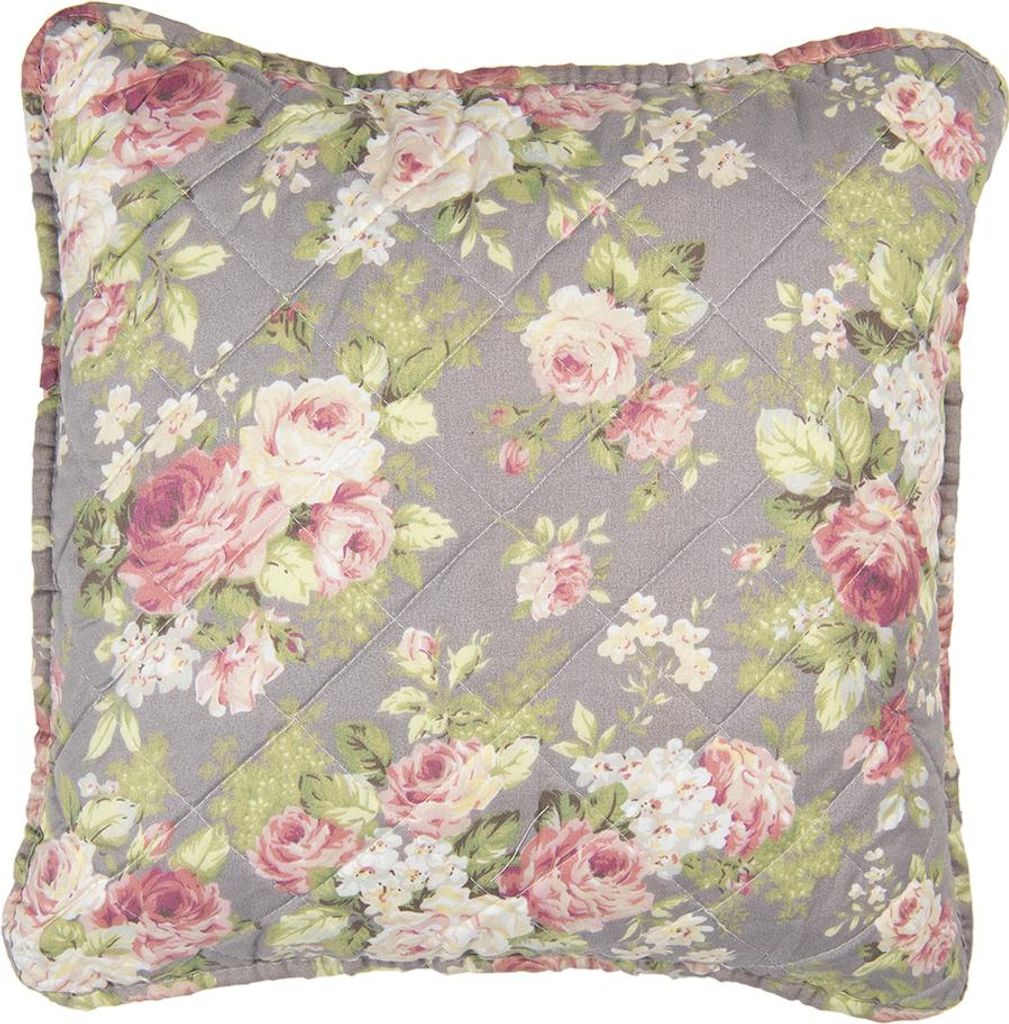 Clayre & Eef Kissenbezug 40x40 cm Grau Grün Polyester