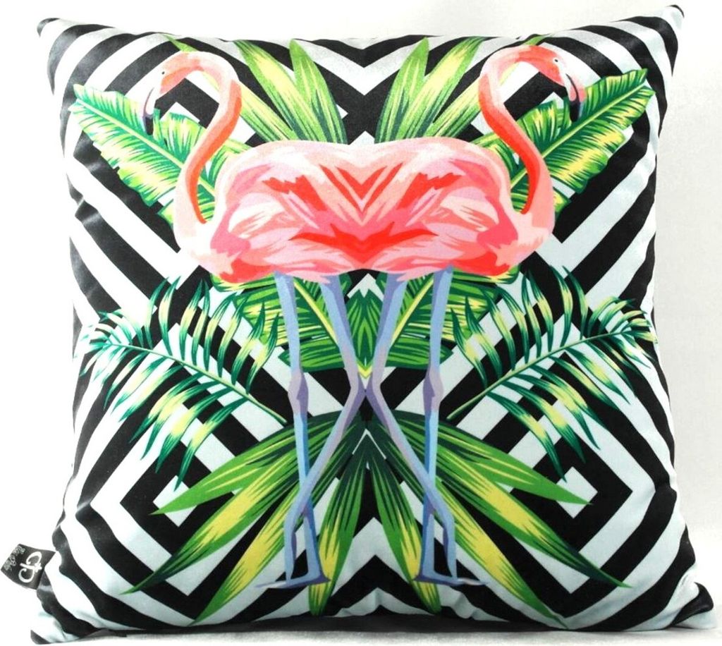 Casa Padrino Luxus Deko Kissen Florida Flamingos Mehrfarbig 45 x 45 cm - Feinster Samtstoff - Dekoratives Wohnzimmer Kissen