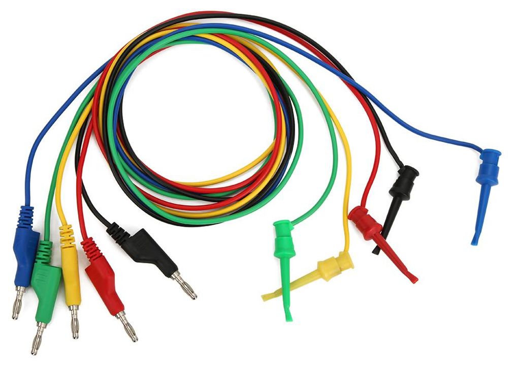 P1045 5 Stück 4 mm 1 m Stapelbare Bananenstecker auf Prüfklemmen Multimeter-Prüfleitungskabel Zubehör